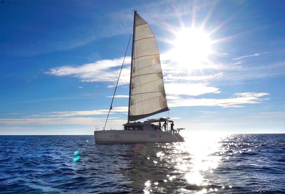 Yacht sailing on ionio sea