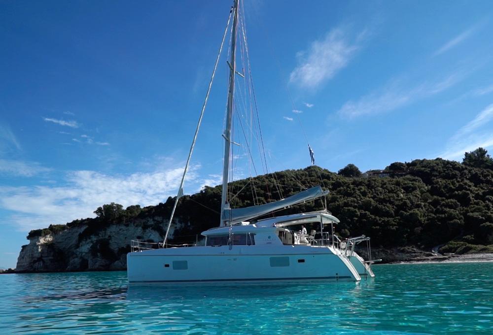 Yacht sailing on ionio sea